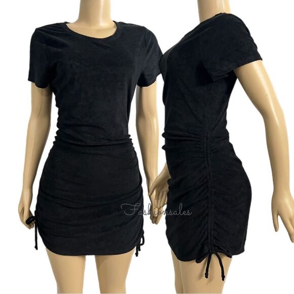 Victorias Secret Pink Beach Terry Ruched Sides Dress Black Xsmall - Picture 2 of 10